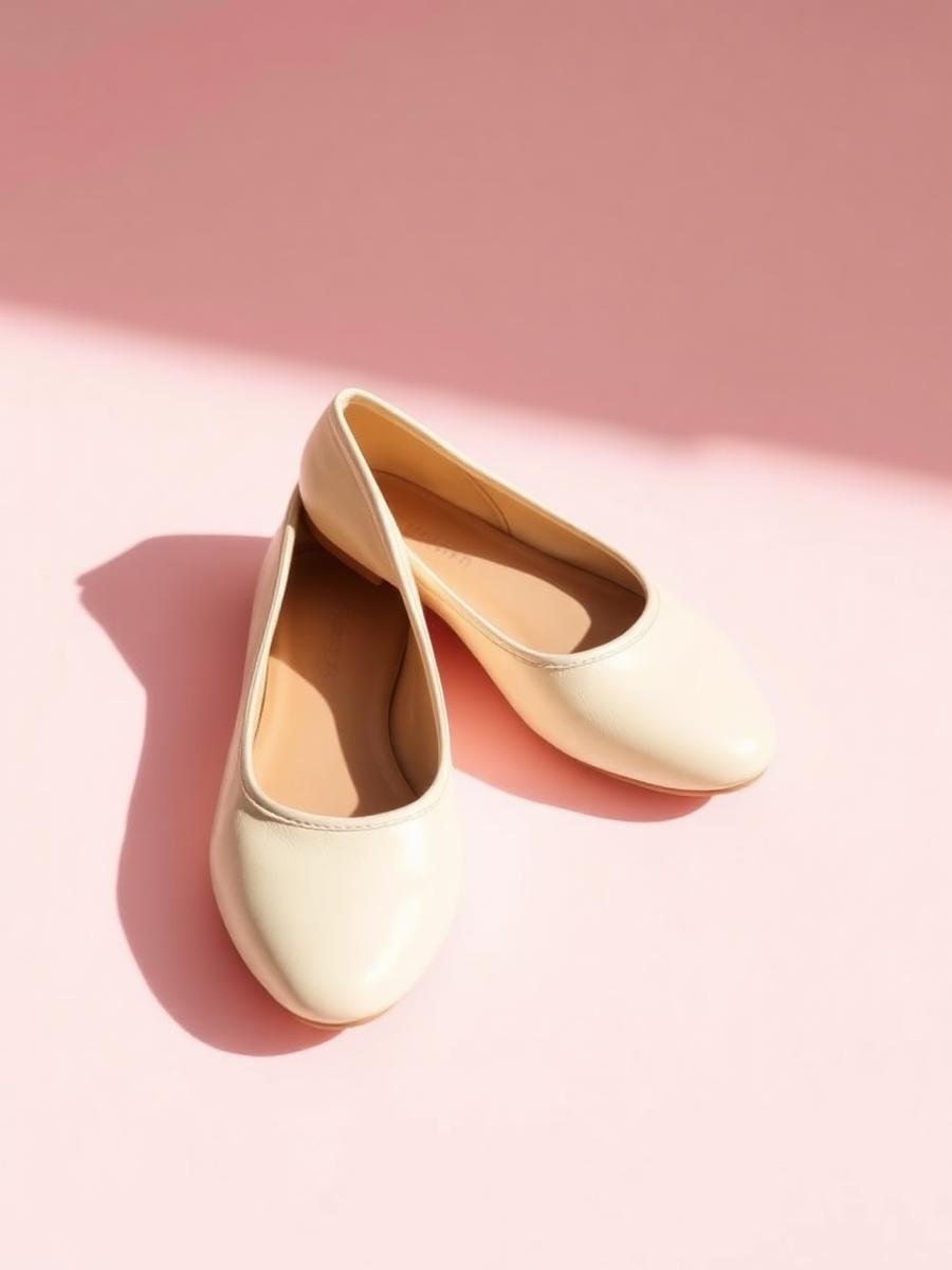 Cream Leather Ballet Flats